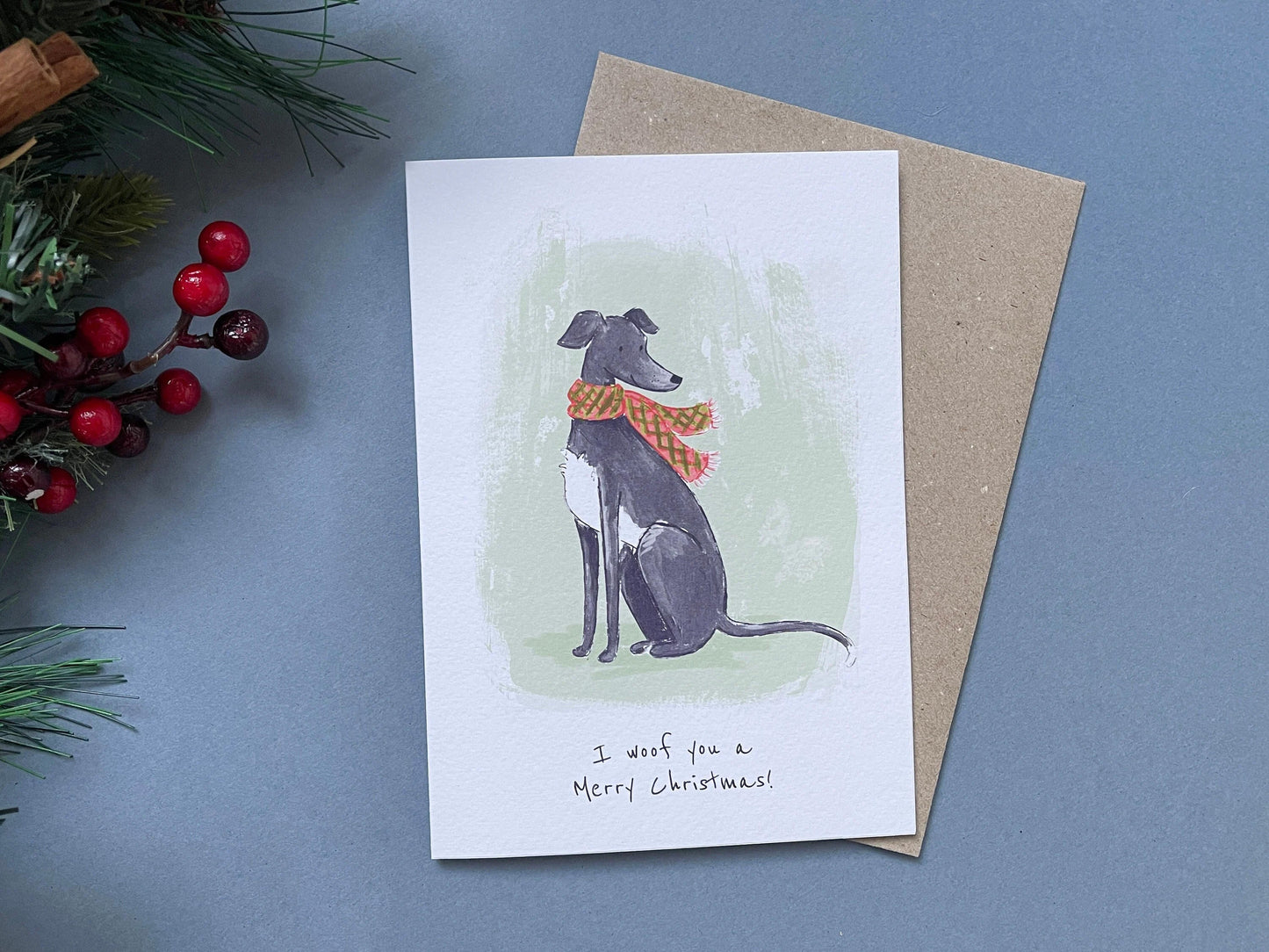 Pack of 4 Greyhound Christmas Card