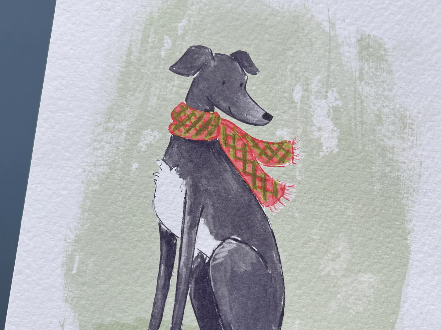 Pack of 4 Greyhound Christmas Card