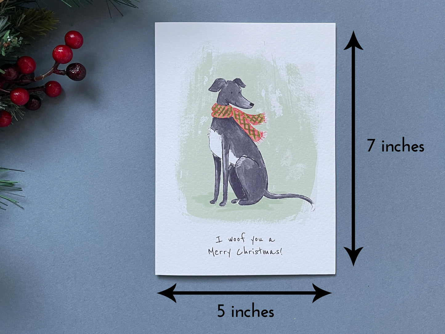 Pack of 4 Greyhound Christmas Card