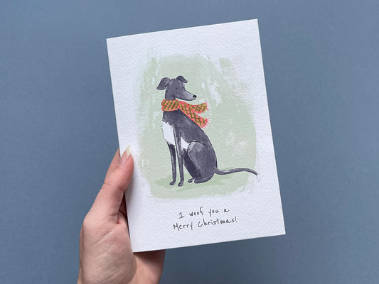 Pack of 4 Greyhound Christmas Card