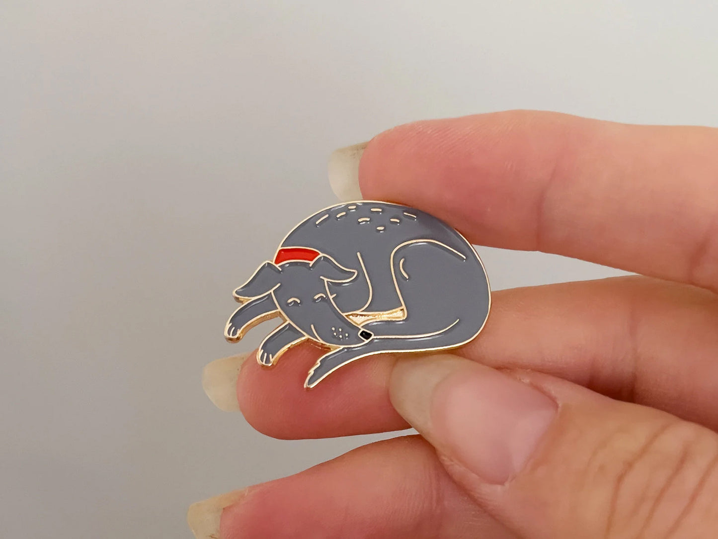 Grey Sleepy Hound Pin