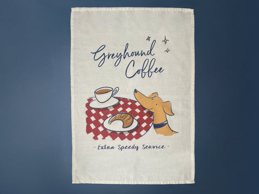 Greyhound Coffee Tea Towel