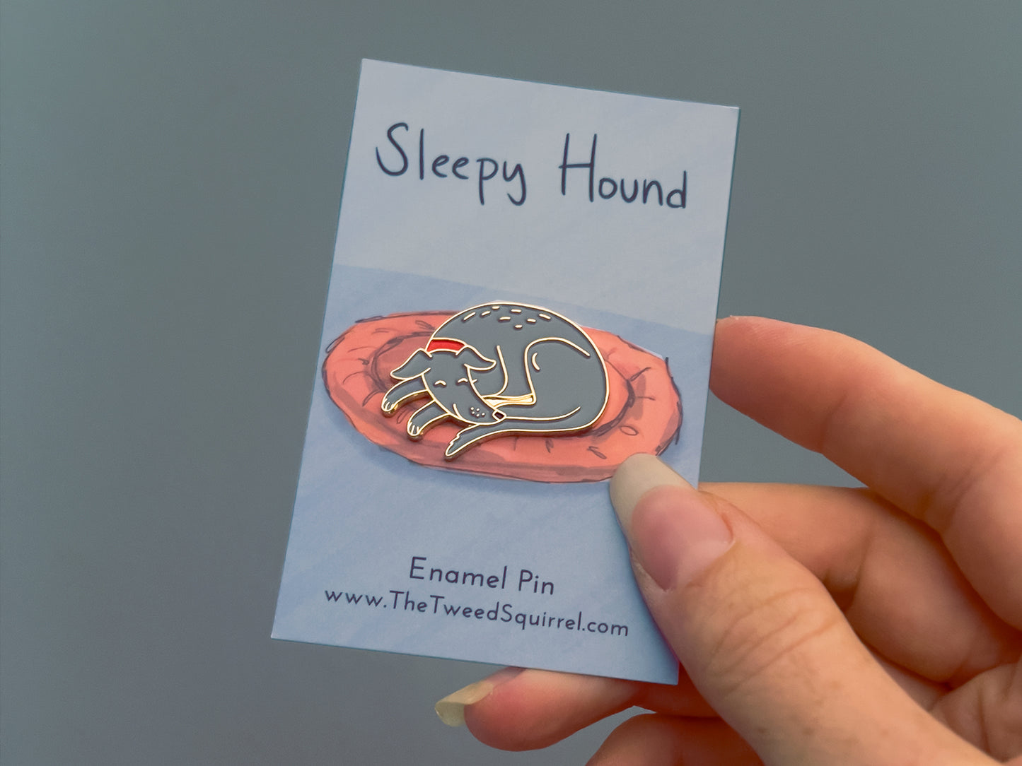 Grey Sleepy Hound Pin