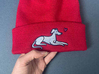 Embroidered Sighthound Bobble Hat